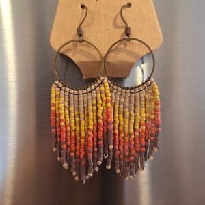 Colorful Beaded Fringe Earrings